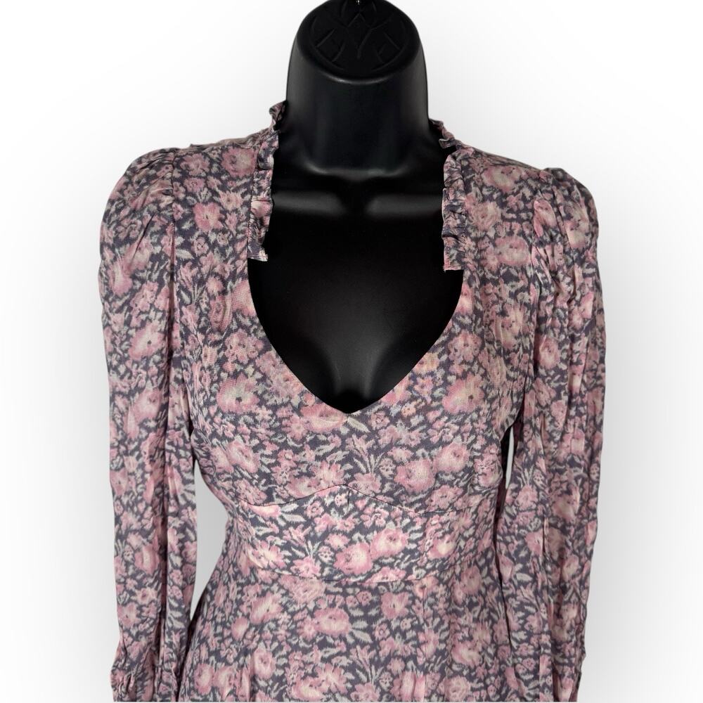 NWT LOVESHACKFANCY Cassidy Floral Georgette Ruffle Mini Dress Size 00/ MSRP $425 - Picture 5 of 11